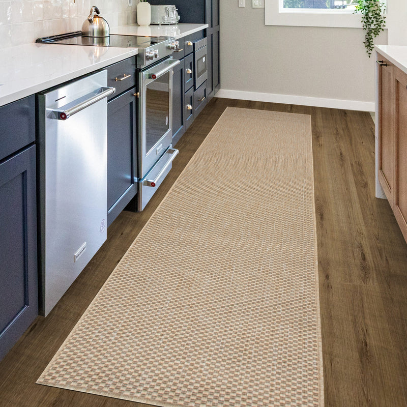 Covor traversa Venice cu tesatura plata, aspect de sisal, bej 80x250 cm - LunaHome.ro