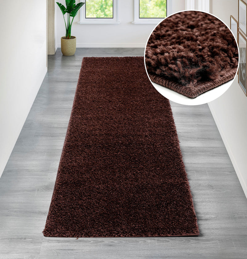 Covor traversa Viva maro foarte moale si pufos 80x300 cm - LunaHome.ro