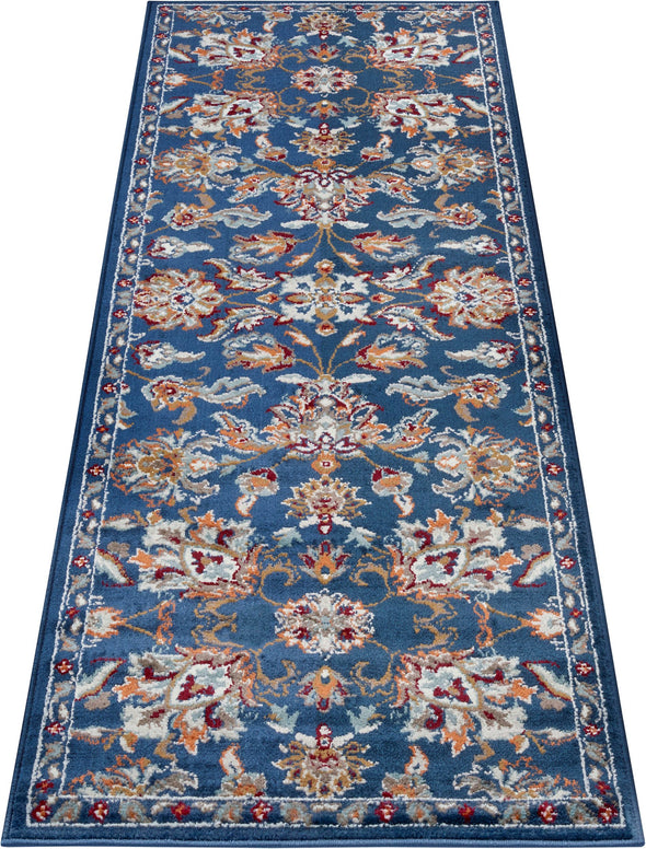 Covor traversa »Caracci« cu design oriental albastru, fire scurte, 80x240 cm - LunaHome.ro