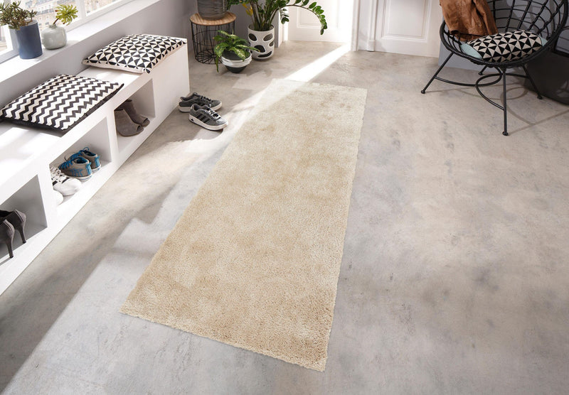 Covor traversa »Deman« moale si pufos, aspect stralucitor, bej 80x250 cm - LunaHome.ro