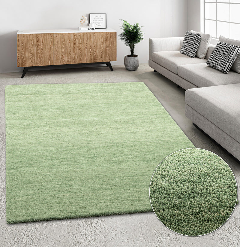 Covor traversă »Gabbeh uni« din lână pură verde 80x150 cm - LunaHome.ro