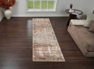 Covor traversă »Hamsa« cu aspect vintage, model 3D, maro 80x300 cm - LunaHome.ro