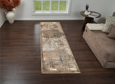Covor traversă »Hamsa« cu aspect vintage, model 3D, maro 80x300 cm - LunaHome.ro