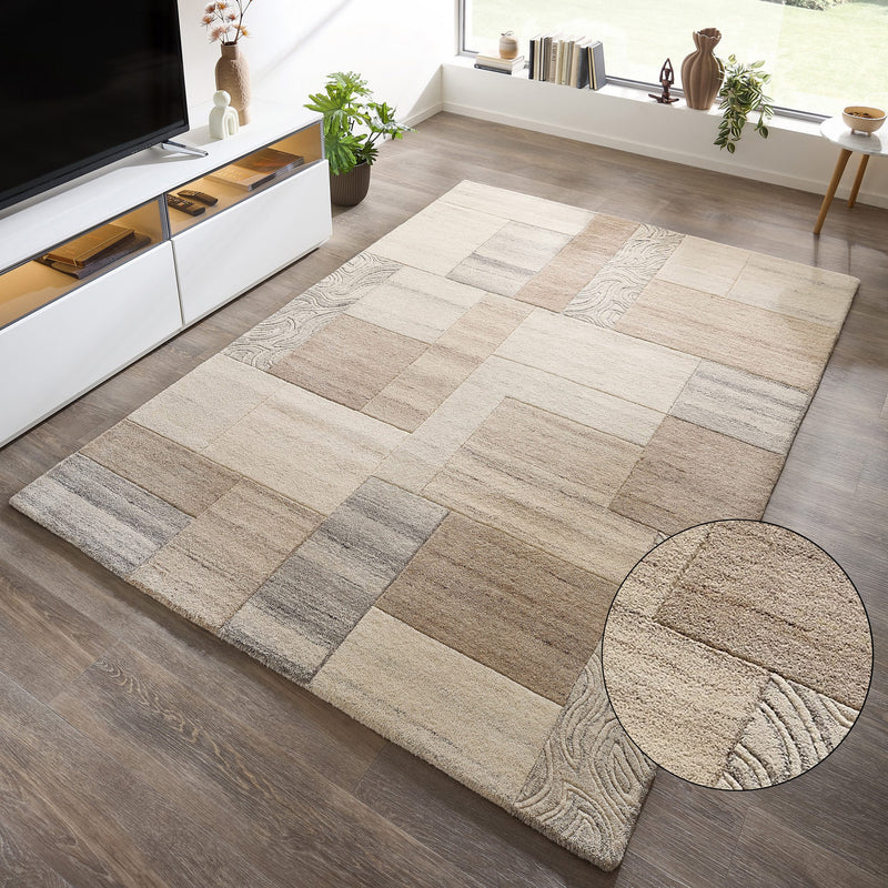 Covor traversa »Lola« din lână pură, design modern mozaic 60x90 cm - LunaHome.ro