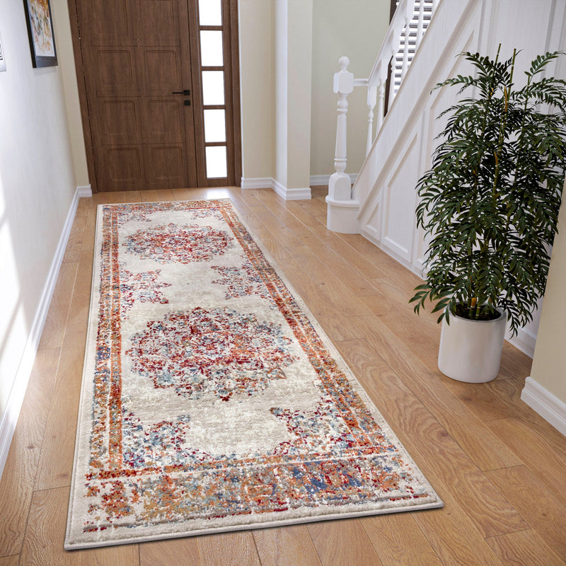 Covor traversa »Maderno« cu design oriental crem, fire scurte 80x240 cm - LunaHome.ro