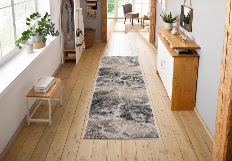 Covor traversă »Marmor« gri, cu model 3D 90x250 cm - LunaHome.ro