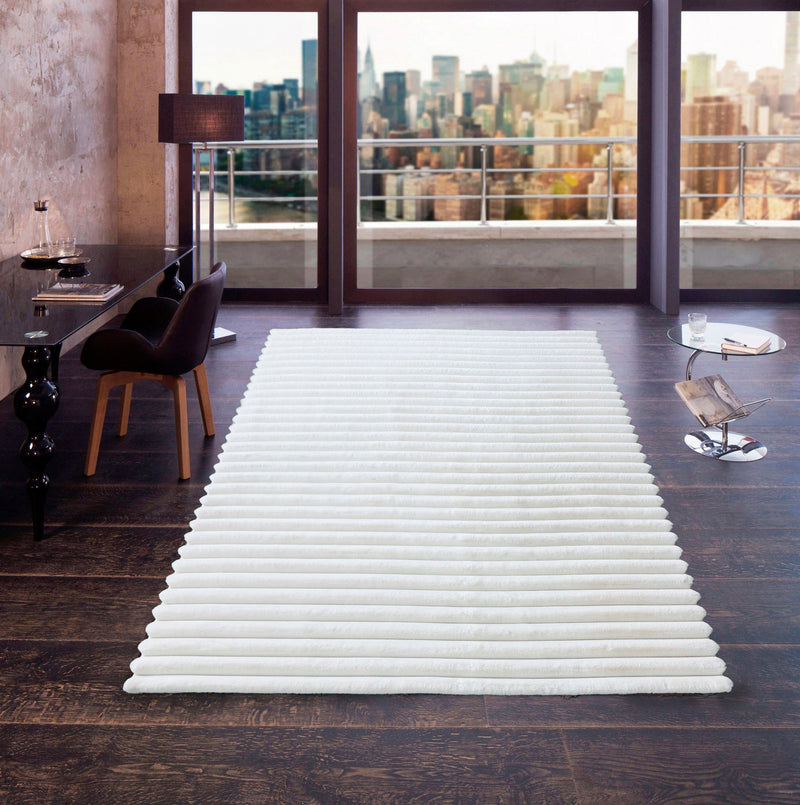 Covor traversa »Melanie« de blana sintetica cu model 3D alb, 160x230 cm - LunaHome.ro
