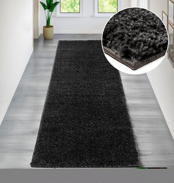 Covor traversa »Shaggy 30« gri inchis, foarte moale si pufos 67x230 cm - LunaHome.ro