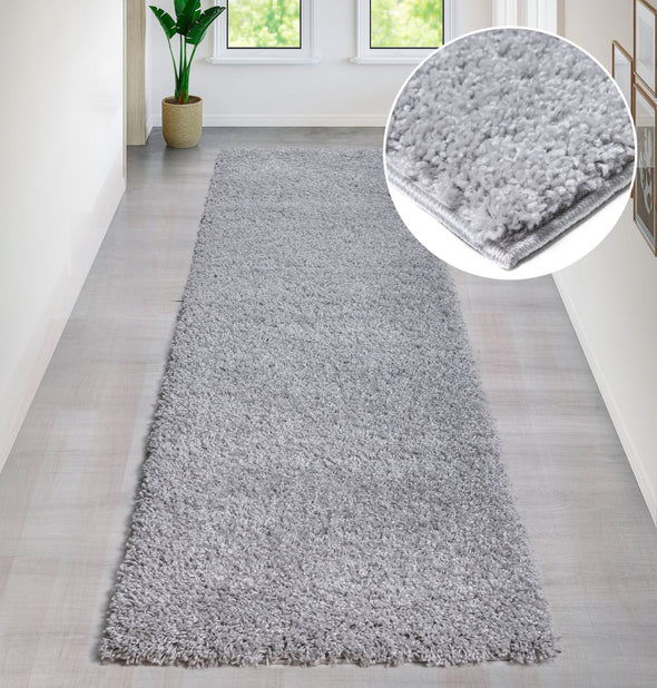 Covor traversa »Shaggy Soft« cu fir lung pufos, gri deschis, 80x250 cm - LunaHome.ro