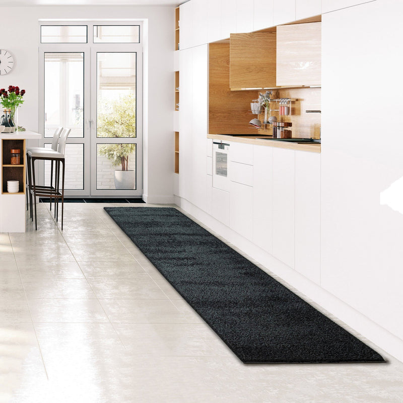 Covor traversa »Vince« foarte moale si pufos, negru, 80x300 cm - LunaHome.ro