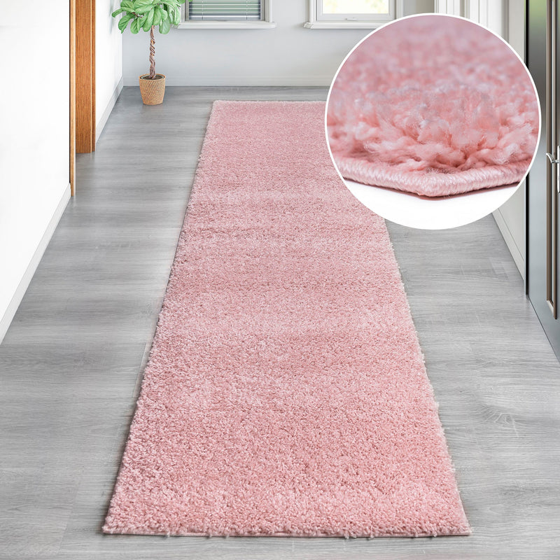 Covor traversă foarte pufos Viva, roz trandafir 80x300 cm - LunaHome.ro