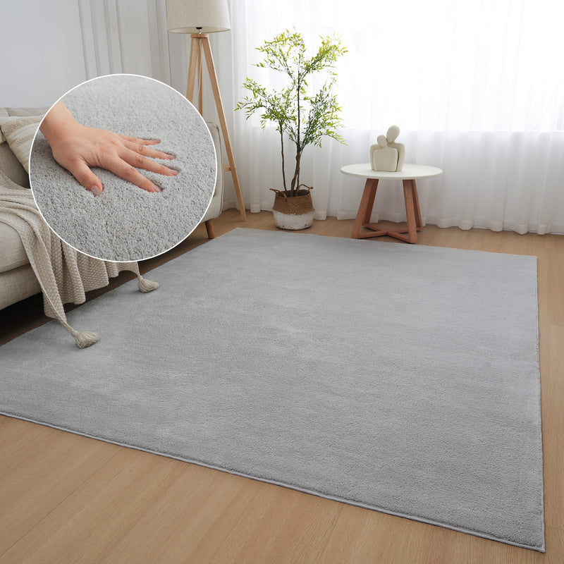 Covor traversa pufos Cali Light gri din microfibra 180x230 cm - LunaHome.ro