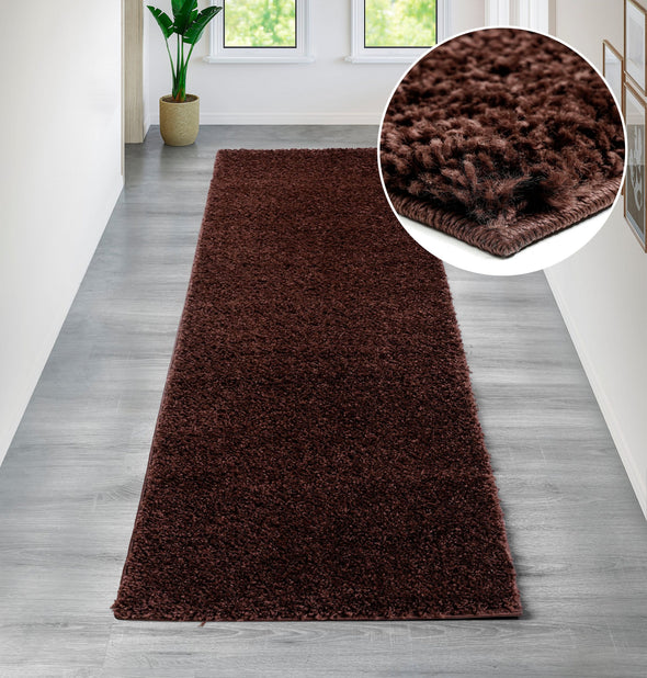 Covor traversa pufos »Shaggy 30« maro foarte moale 80x300 cm - LunaHome.ro