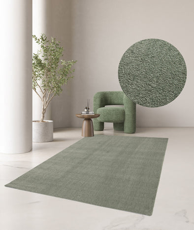 Covor traversa pufos lavabil Adrienne verde 80x150 cm - LunaHome.ro