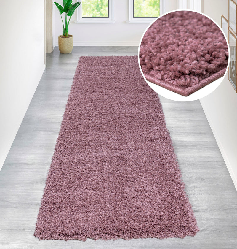 Covor traversa shaggy Viva cu fire lungi si pufos lila 80x300 cm - LunaHome.ro