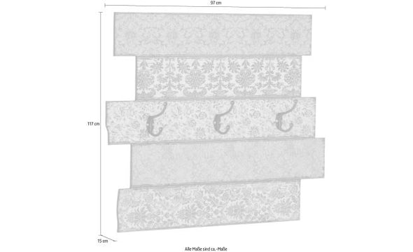 Cuier Emma din MDF albastru pastel cu aspect vintage 66x55 cm