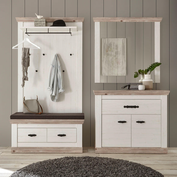 Cuier »Florence« alb rustic, design romantic, 107 cm latime - LunaHome.ro