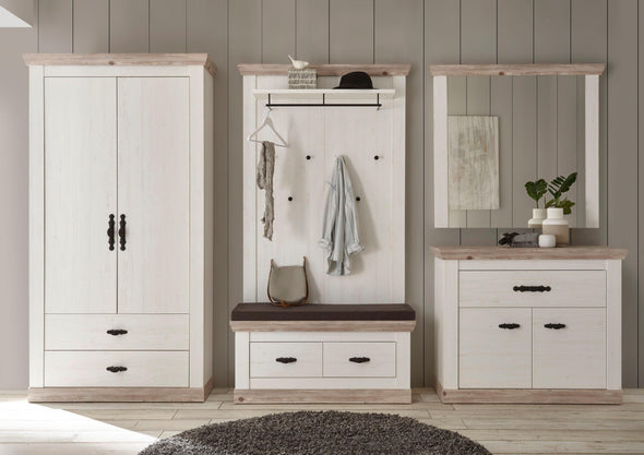 Cuier »Florence« alb rustic, design romantic, 107 cm latime - LunaHome.ro