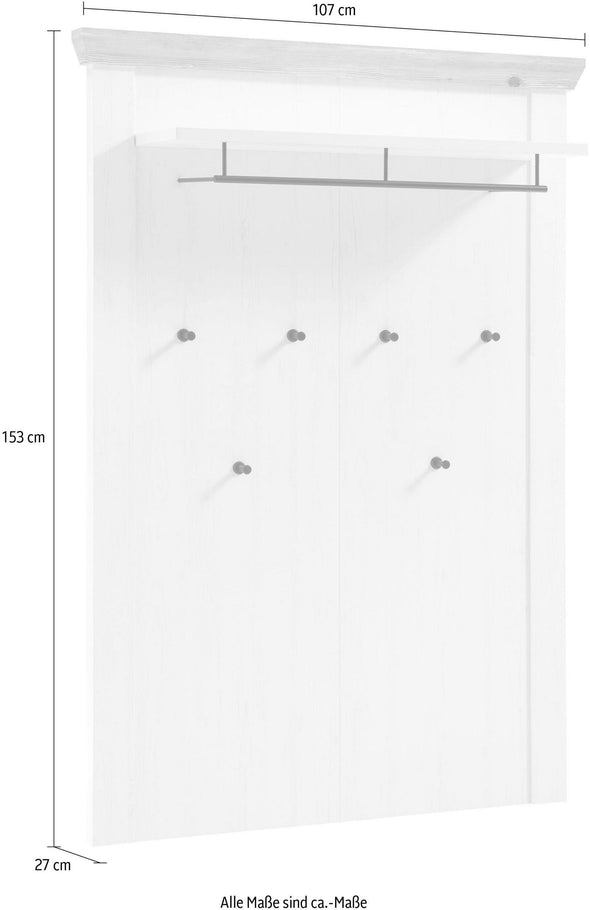Cuier »Florence« alb rustic, design romantic, 107 cm latime - LunaHome.ro