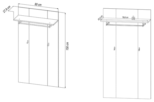 Cuier de perete Lagos cu design in 2 culori cu dungi 80 cm