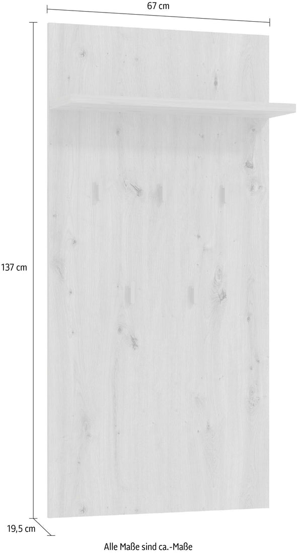Cuier de perete Lanzarote cu 5 cârlige si poliță 67 cm - LunaHome.ro