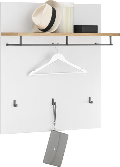 Cuier de perete Milan alb cu suport de palarii 85 cm - LunaHome.ro