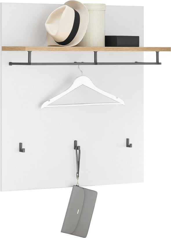 Cuier de perete Milan alb cu suport de palarii 85 cm - LunaHome.ro