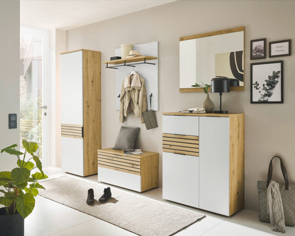 Cuier de perete Milan alb cu suport de palarii 85 cm - LunaHome.ro