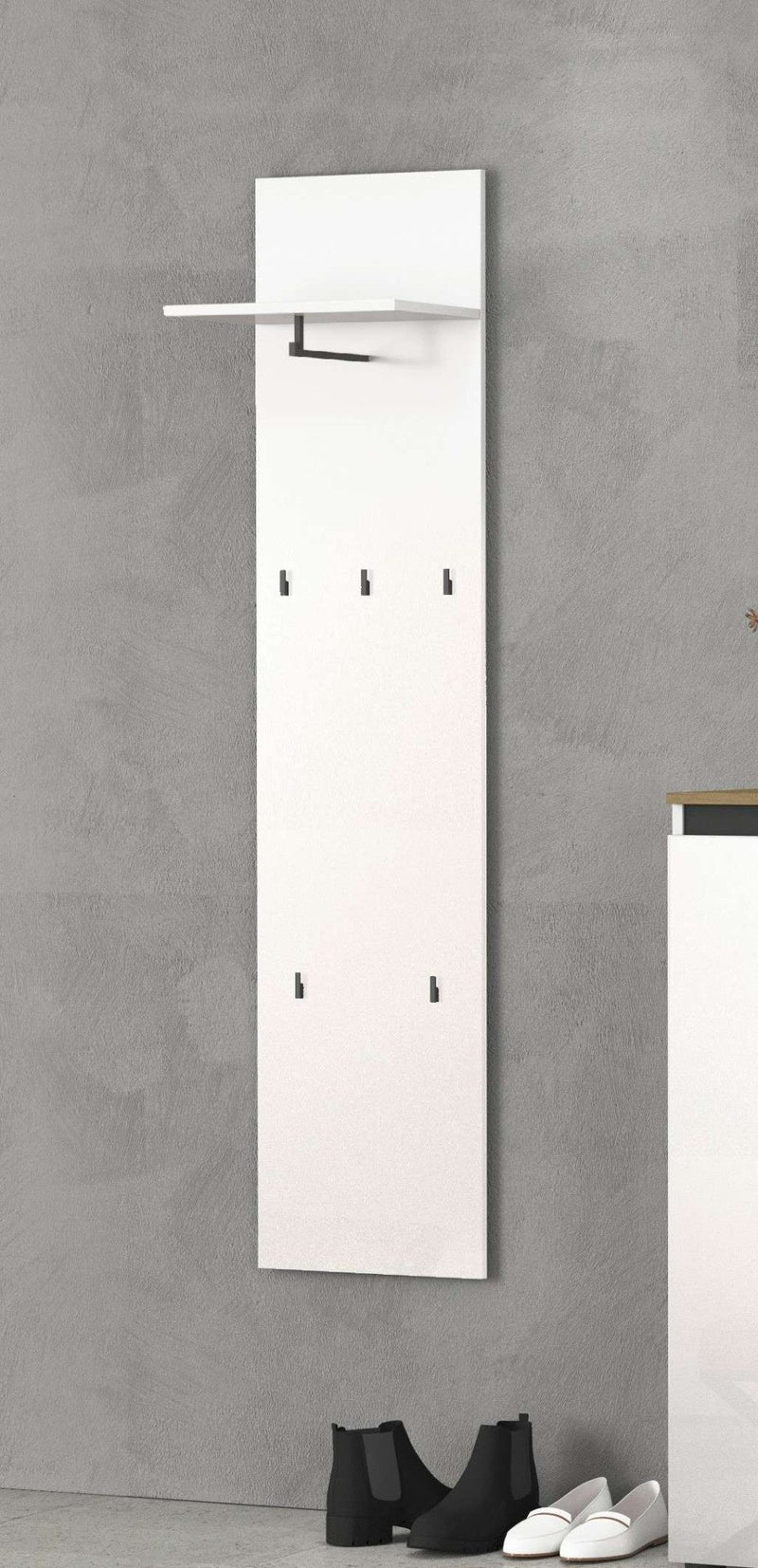 Cuier de perete Zippo alb lucios cu suport de palarii 40x170 cm - LunaHome.ro