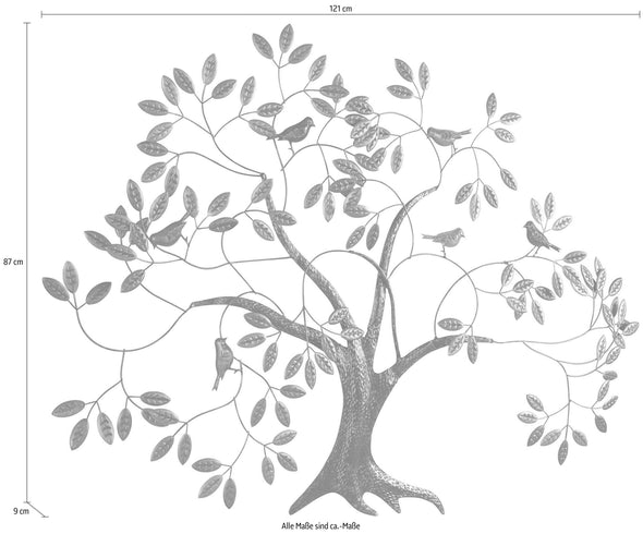 Decorațiune de perete copac Baum din metal, 121x87 cm