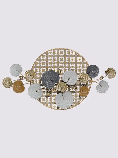Decoratiune metalica pentru perete, auriu, design floral 90x49 cm - LunaHome.ro