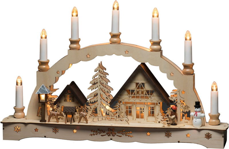 Decor de Craciun cu LED-uri cu 7 lumânări, peisaj de iarna - LunaHome.ro