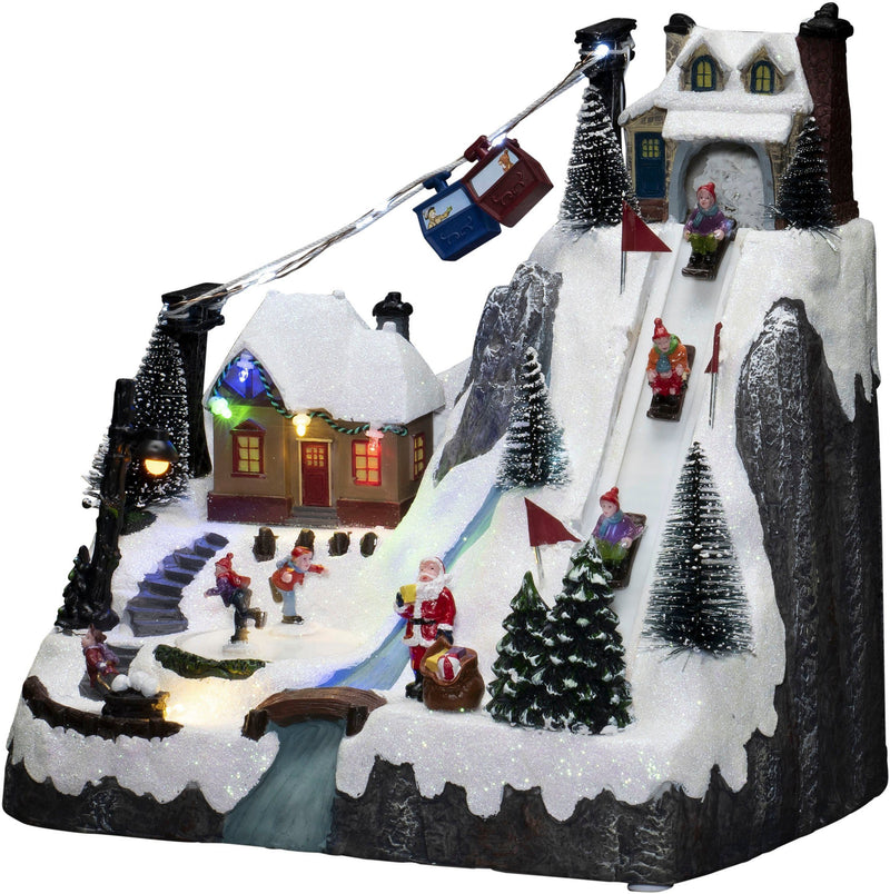 Diorama cu figurine de Craciun cu muzica si lumini LED - LunaHome.ro