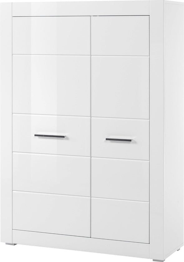 Dulap Bianco cu 2 usi alb lucios, cu fronturi din Mdf 142 cm inaltime - LunaHome.ro