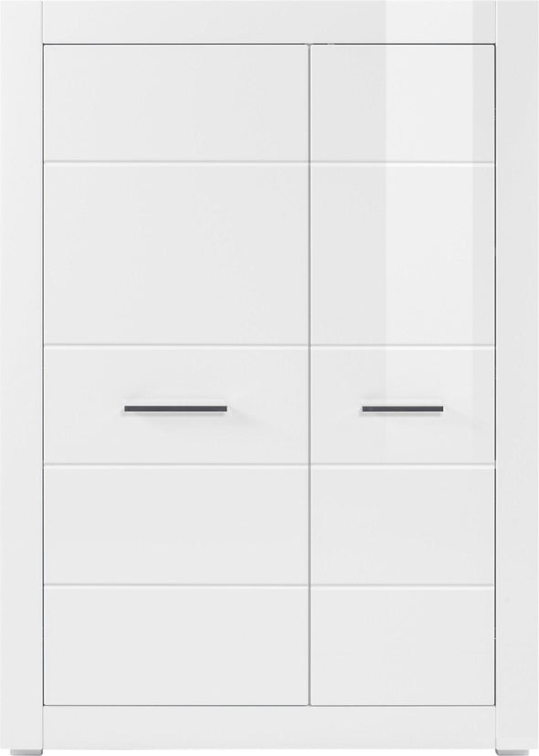 Dulap Bianco cu 2 usi alb lucios, cu fronturi din Mdf 142 cm inaltime - LunaHome.ro