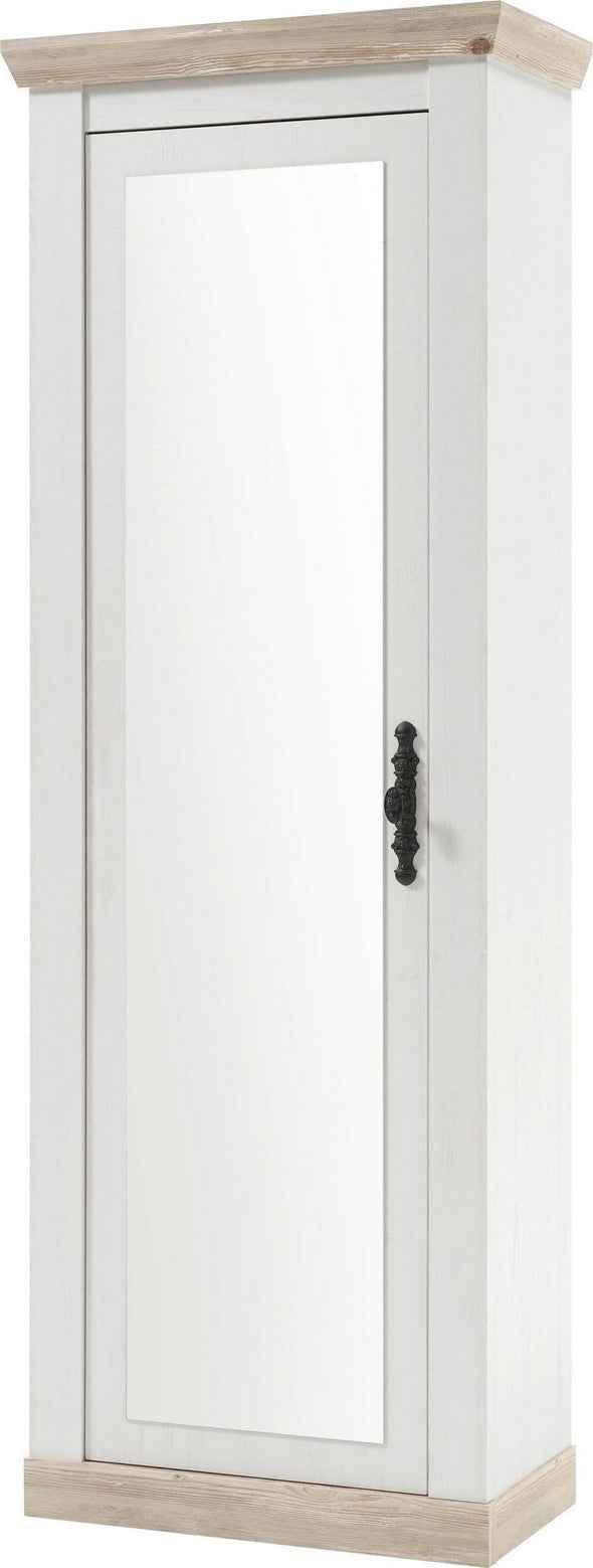 Dulap Florenz cu 1 usa cu oglinda, aspect de lemn alb, 73 cm latime - LunaHome.ro