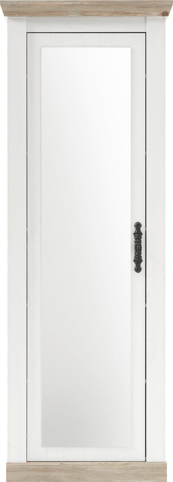 Dulap Florenz cu 1 usa cu oglinda, aspect de lemn alb, 73 cm latime - LunaHome.ro