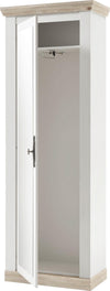 Dulap Florenz cu 1 usa cu oglinda, aspect de lemn alb, 73 cm latime - LunaHome.ro
