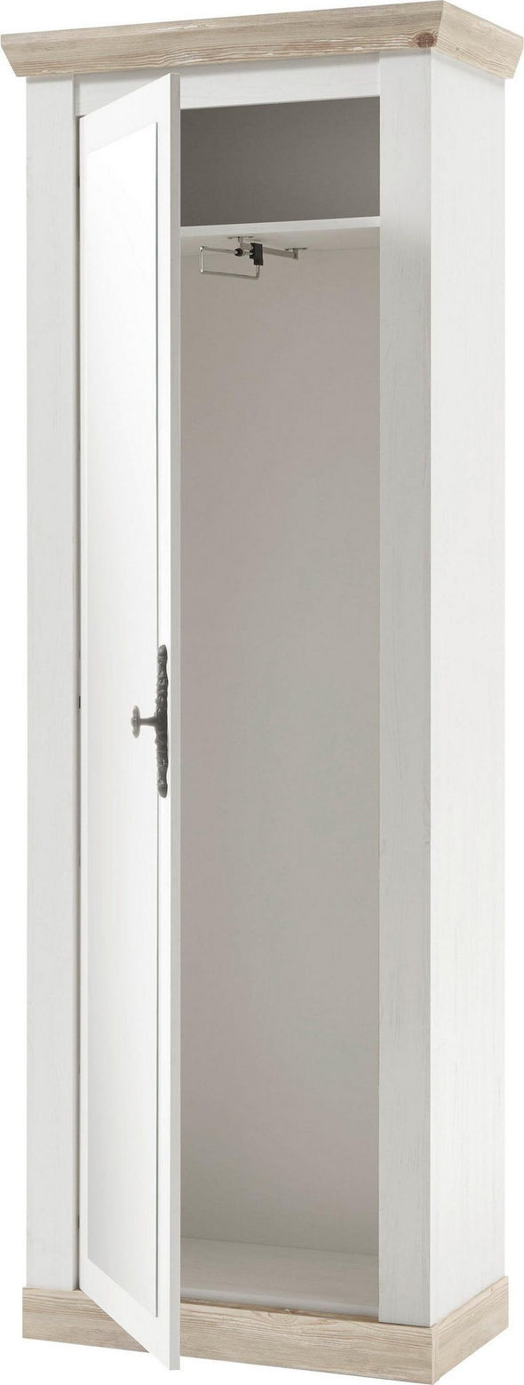 Dulap Florenz cu 1 usa cu oglinda, aspect de lemn alb, 73 cm latime - LunaHome.ro