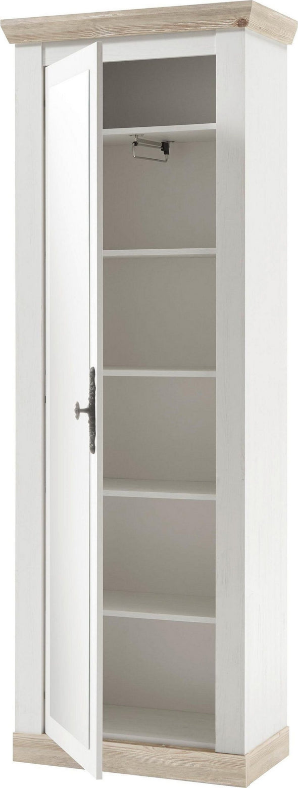 Dulap Florenz cu 1 usa cu oglinda, aspect de lemn alb, 73 cm latime - LunaHome.ro