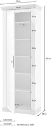 Dulap Florenz cu 1 usa cu oglinda, aspect de lemn alb, 73 cm latime - LunaHome.ro