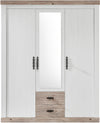 Dulap Florenz cu 3 usi, 2 sertare, aspect de lemn alb 169 cm latime