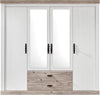 Dulap Florenz cu 4 usi, 2 sertare, aspect de lemn alb 217 cm latime - LunaHome.ro