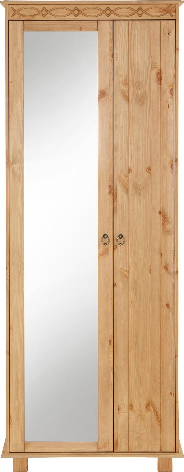 Dulap Indra din lemn masiv de pin natur cu 2 usi, 74 cm lățime - LunaHome.ro