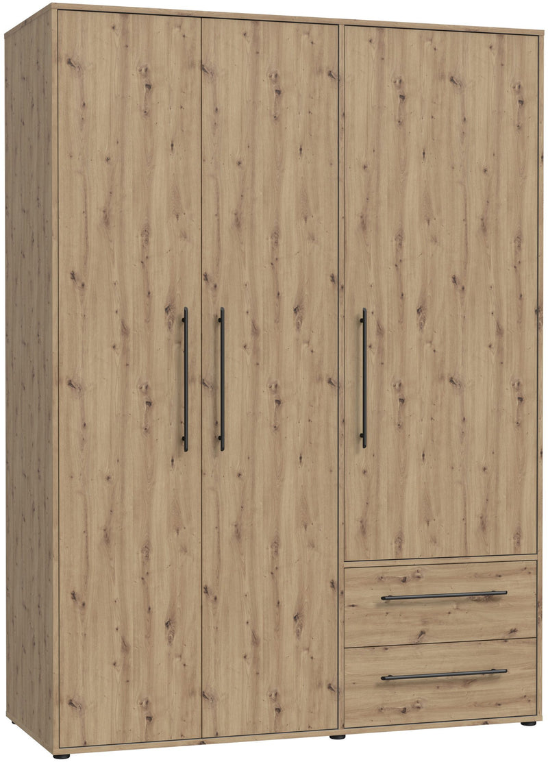 Dulap Mokkaris cu 3 uși si 2 sertare culoare stejar 144,4 cm lățime - LunaHome.ro
