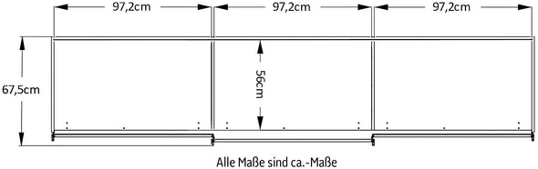 Dulap STAUD Sinfonie Plus cu 3 uși glisante din sticla alb 298 cm