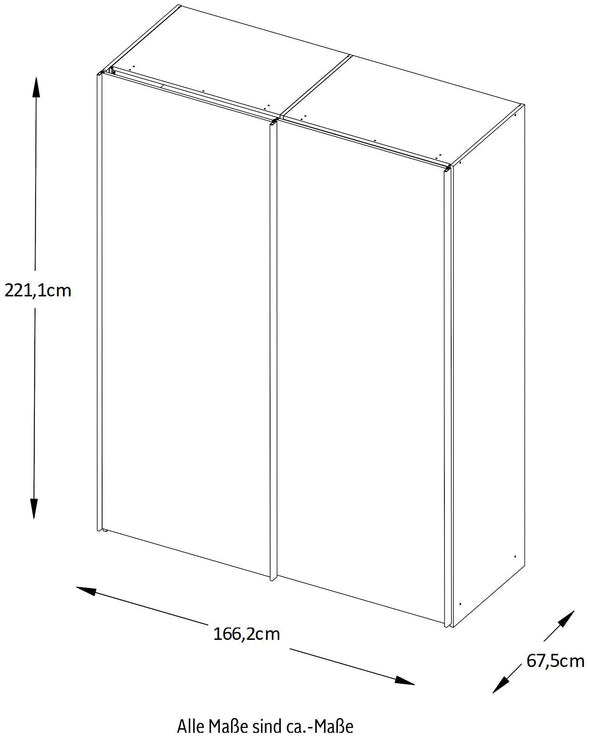 Dulap STAUD cu uși glisante culoare stejar și oglindă 167 cm lățime - LunaHome.ro