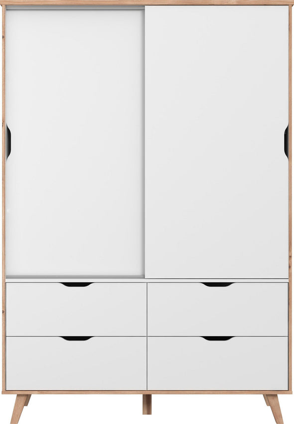 Dulap Vankka alb cu doua usi glisante 140 cm latime - LunaHome.ro