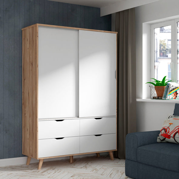 Dulap Vankka alb cu doua usi glisante 140 cm latime - LunaHome.ro