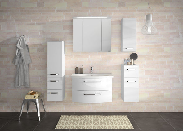 Dulap de baie suspendat Saphir alb cu polite din sticla 30 cm - LunaHome.ro